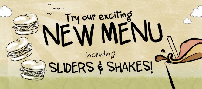 Our brand new menu launches today! It's packed with exciting new additions, including a Slider range, new Handmade Shakes & 17 delicious new burgers...